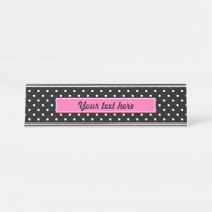 Placa De Mesa Teste padrão de bolinhas branco e preto