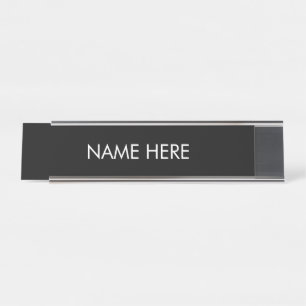 Placa De Mesa Texto de nome personalizado preto-e-branco legante