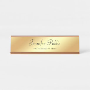 Placa De Mesa Texto Dourado moderno na moda do roteiro da mão d