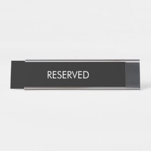 Placa De Mesa Texto elegante de nome personalizado branco preto
