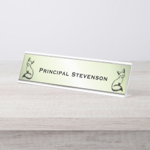 Placa De Mesa Texto Personalizado De Raposa Verde