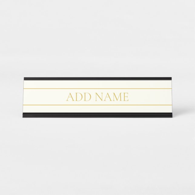 Placa De Mesa Texto Personalizável Elegante Simples | Branco Dou (Frente)