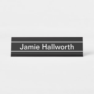 Placa De Mesa Texto Personalizável Preto e Branco Moderno e Ou