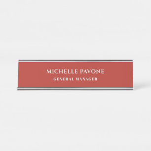 Placa De Mesa Tijolo Vermelho e Cinza Simples Elegante Profissio