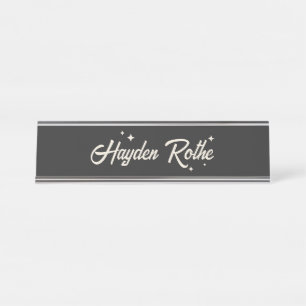 Placa De Mesa Tipografia de Estrelas Retrorísticas Preta