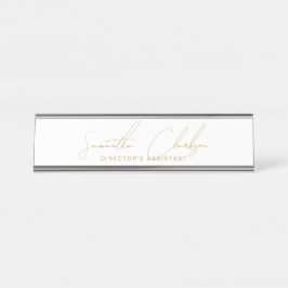 Placa De Mesa Tipografia de Letra Dourada Manuscrita Profissiona