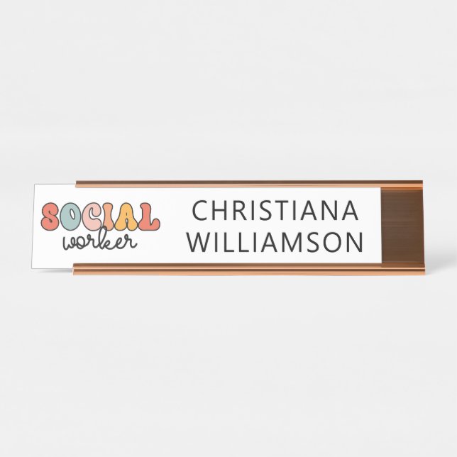 Placa De Mesa Trabalhador Social Retroativo Personalizado (Frente)