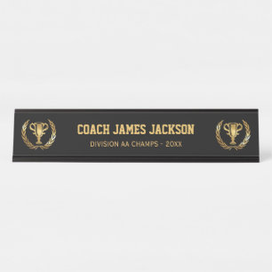 Placa De Mesa Treinador Dourado
