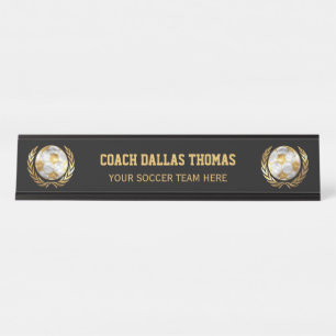 Placa De Mesa Treinador Dourado do futebol