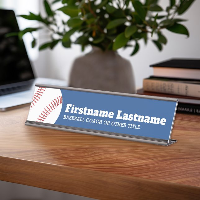 Placa De Mesa Treinador em Baseball ou Professor - Desenho Moder (Personalized Sports Theme Desk Name Plate - Great Coach Appreciation Gift or Locker room Decor)