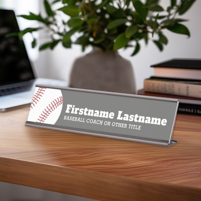 Placa De Mesa Treinador em Baseball ou Professor - Desenho Moder (Personalized Sports Theme Desk Name Plate - Great Coach Appreciation Gift or Locker room Decor)