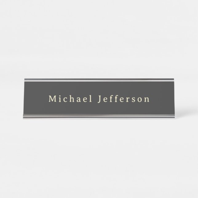 Placa De Mesa Trendy Matte Black Minimalist Own Name  (Frente)