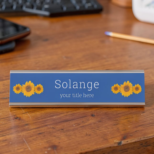 Placa De Mesa Trio de girassóis -personalizado   (Criador carregado)