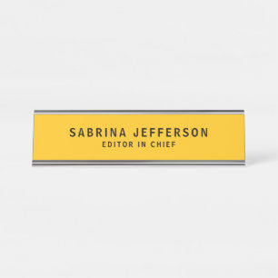 Placa De Mesa Único Elegante Simples Amarelo Mínimo Laranja Simp