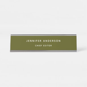 Placa De Mesa Verde Chic Profissional Moderno Simples Minimalist
