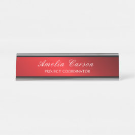 Placa De Mesa Vermelho e Preto Vidrado Moderno - Adicionar logot