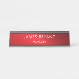 Placa De Mesa Vermelho & Preto Glassy Moderno - Adicionar Logoti