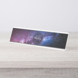 Placa De Mesa Via láctea cores brilhantes monograma personalizáv