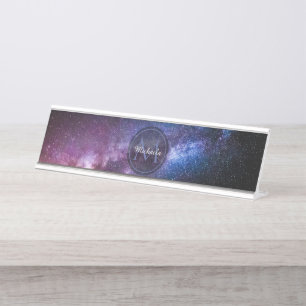 Placa De Mesa Via láctea cores brilhantes monograma personalizáv