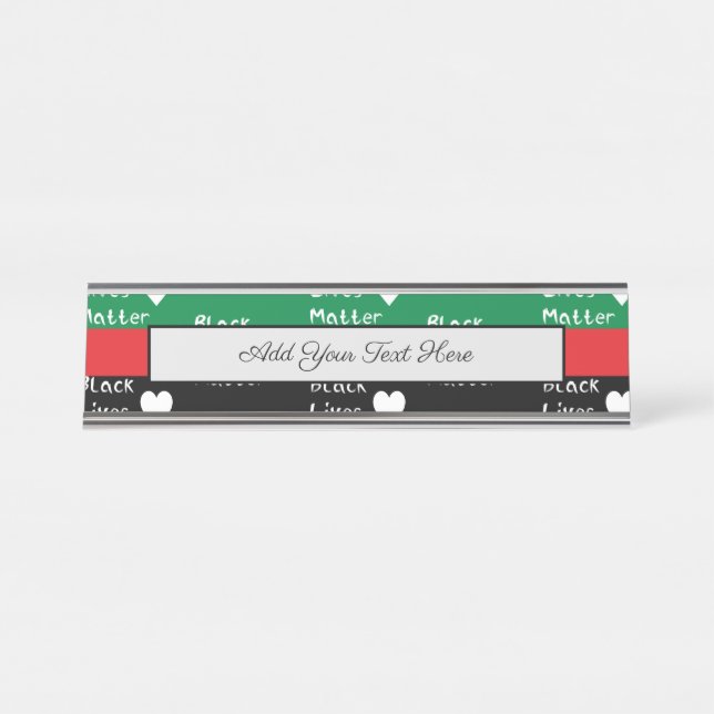 Placa De Mesa Vidas Negras Importam Coração Branco da Bandeira P (Frente)