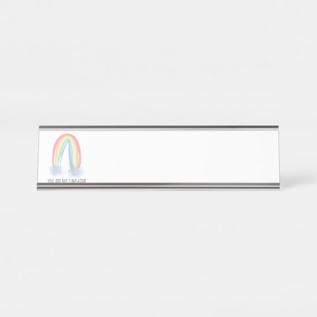 Placa De Mesa Você é meu arco-íris pintado à aguarela sol  (Frente)