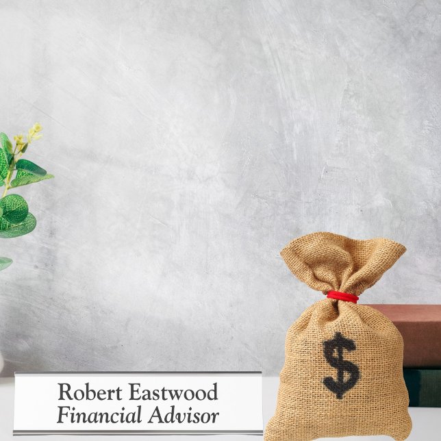 Placa De Mesa White do Financial Advisor (Criador carregado)