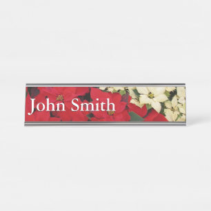 Placa De Mesa White e Red Poinsettias I Feriado Floral