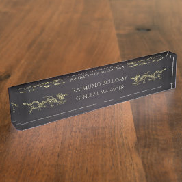 Placa de Nanoposição do Dragão Preto Metálico Eleg