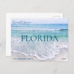 PLACA DE NATAL FLORIDA | CARTÃO POSTAL DE BEACH TE<br><div class="desc">Queijos quentes enviados da Flórida (ou seu lugar de praia favorito)! Os cartões postais são uma forma excelente e barata de manter contato durante as férias! Este oceano da costa do Golfo da Flórida faz ondas de praia Cartão de Natal em tons de chá, aqua, e azul-oceano e marinho é...</div>