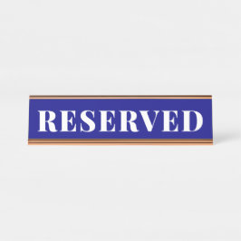 Placa de nome da mesa com reserva de marinho azul