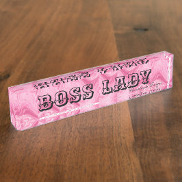 PLACA DE NOME DA MESA DO BOSS LADY