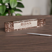Placa de Nome de Bloco de Chumbo Glitter Dourado F
