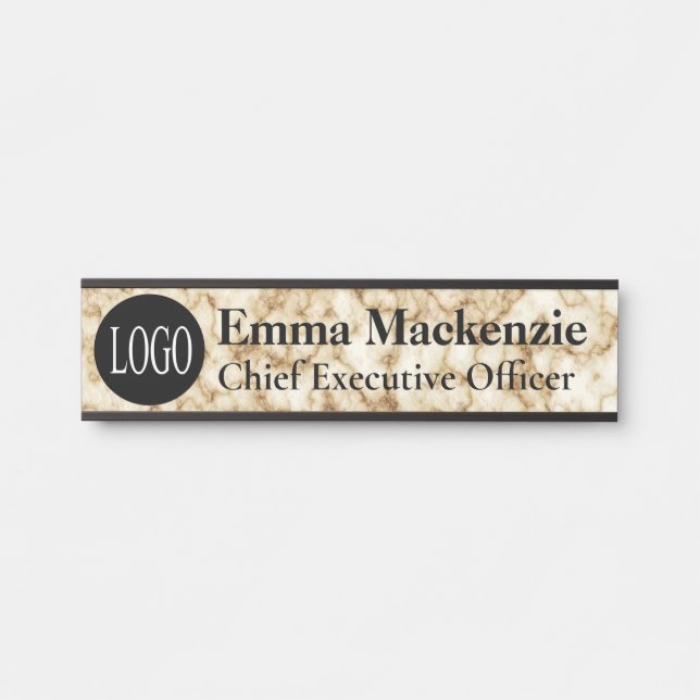 Placa de Nome de Mármore para Porta de Escritório  (Frente)