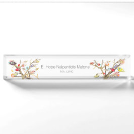 Placa de Nome de Mesa de Acrílico Whimsy Birds