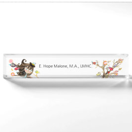 Placa de Nome de Mesa de Acrílico Whimsy Birds