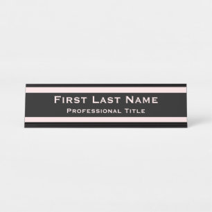 Placa de Nome de Mesa de Escritório Moderna Rosa C