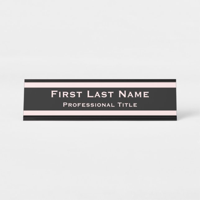 Placa de Nome de Mesa de Escritório Moderna Rosa C (Frente)