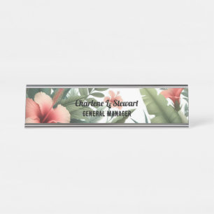 Placa de Nome de Mesa de Hibisco com Folhagem Trop