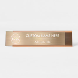 Placa de nome de mesa Dourada Metálico do Logotipo