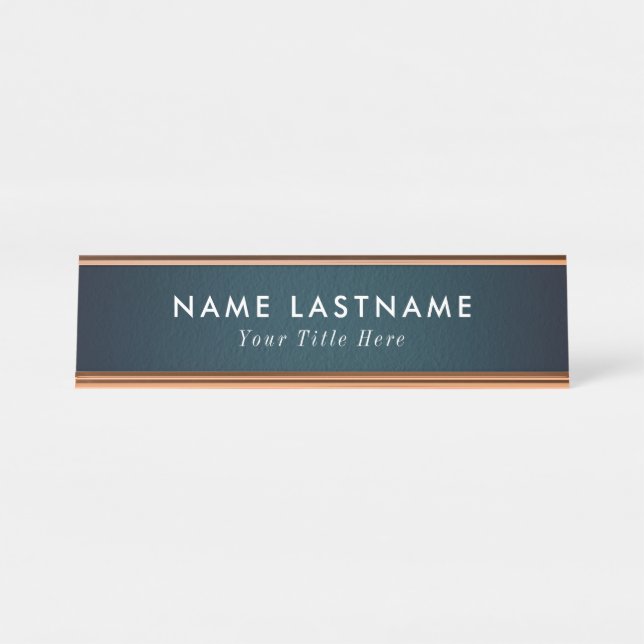 Placa de nome de mesa moderna com nome e título ed (Frente)