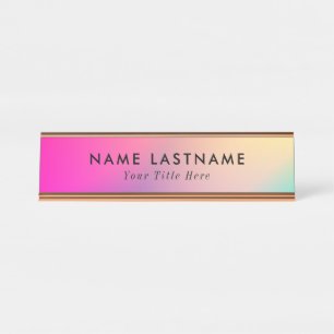 Placa de nome de mesa moderna com nome e título ed