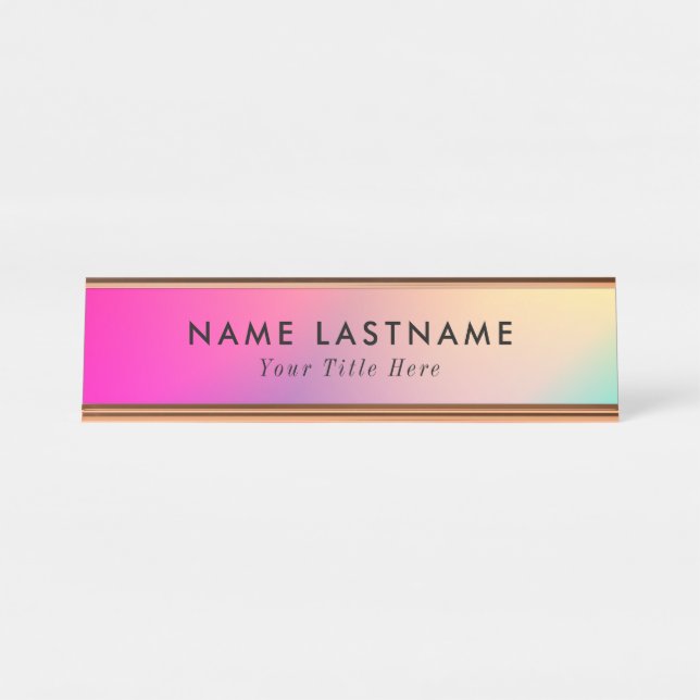 Placa de nome de mesa moderna com nome e título ed (Frente)
