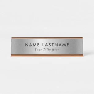 Placa de nome de mesa moderna com nome e título ed