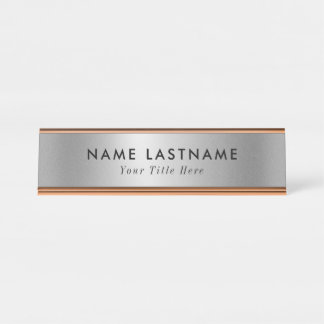 Placa de nome de mesa moderna com nome e título ed