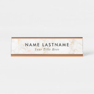 Placa de nome de mesa moderna com nome e título ed