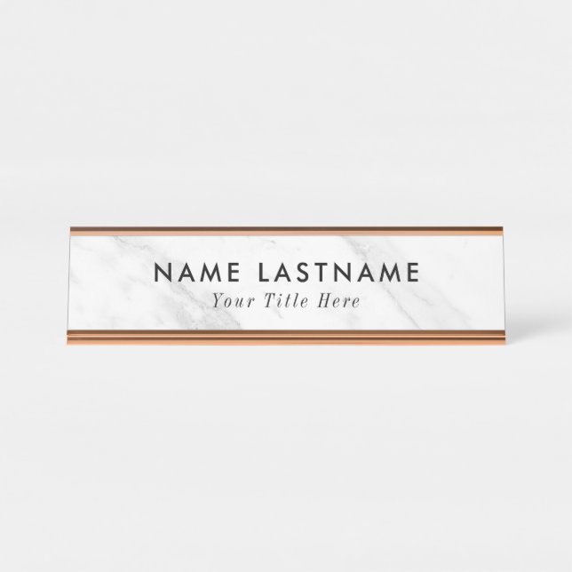 Placa de nome de mesa moderna com nome e título ed (Frente)