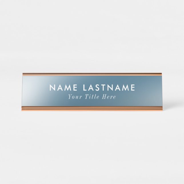 Placa de nome de mesa moderna com nome e título ed (Frente)
