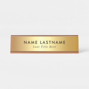 Placa de nome de mesa moderna com nome e título ed