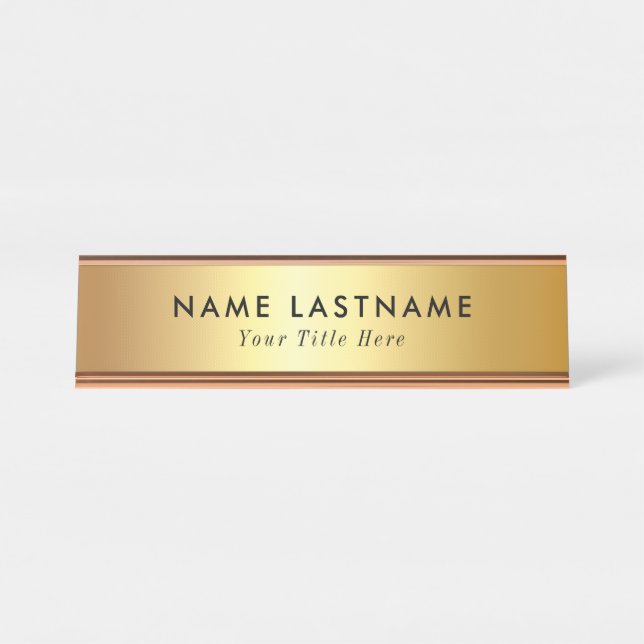 Placa de nome de mesa moderna com nome e título ed (Frente)