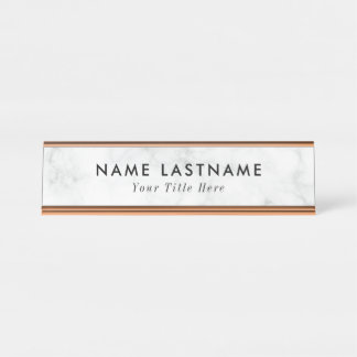 Placa de nome de mesa moderna com nome e título ed
